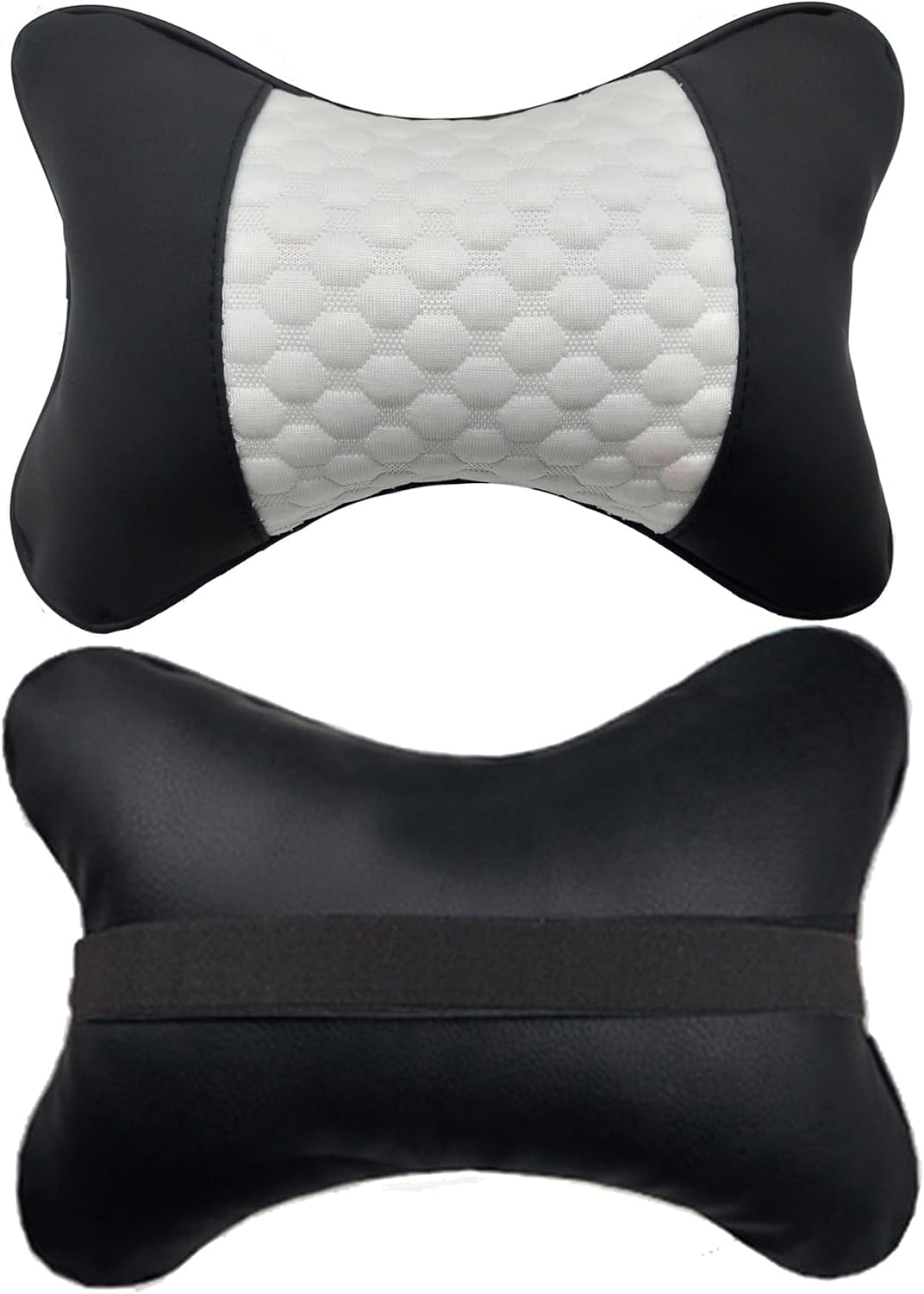Car Neck Pillows Both Side Pu Leather 2pieces Pack Headrest Fit for Most Cars Filled Fiber Universal Car Pillow (Coffee)