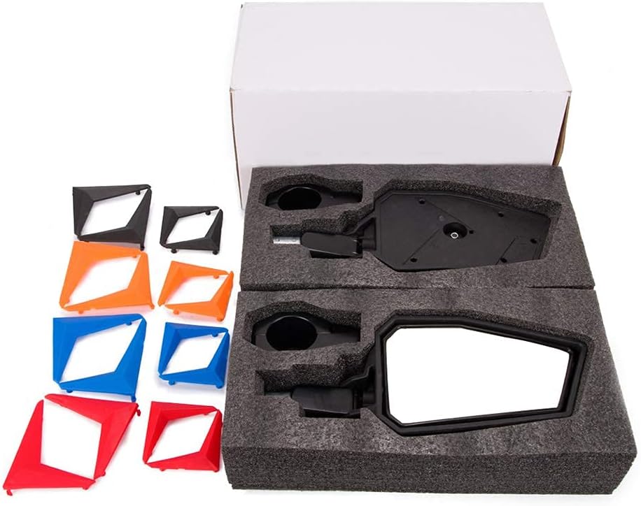 Motobiker 1Pair UTV Side Rear View Mirrors w/ Black Orange Blue Red Inserts for 2008-2019 Polaris RZR 800 900 1000 XP