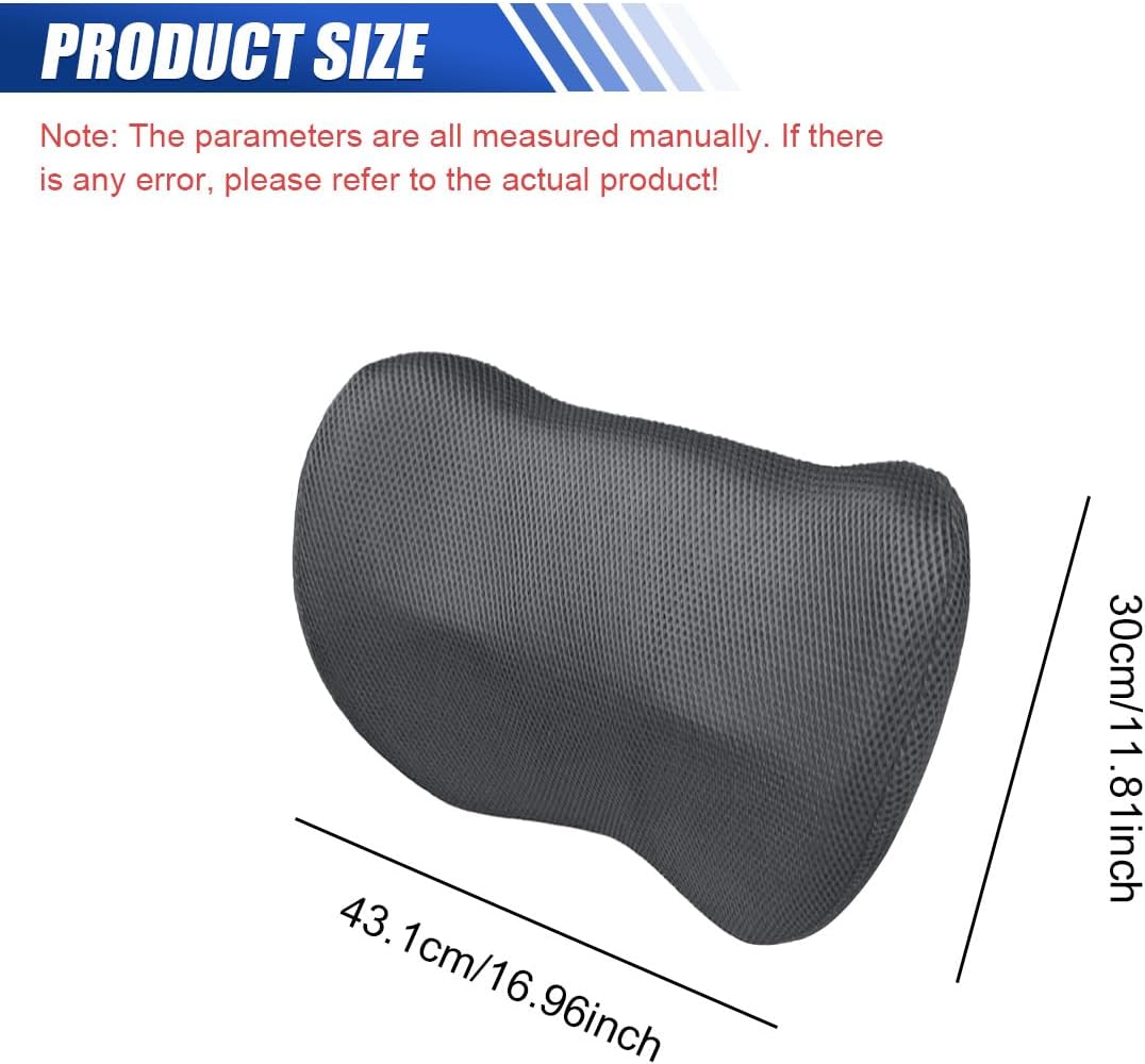 Car Lumbar Support Pillow, Breathable Memory Foam Car Seat Back Cushion for Comfortable Driving, Universal Auto Interior Rest Pillow for Home, Office, Wheelchair (Gray)
