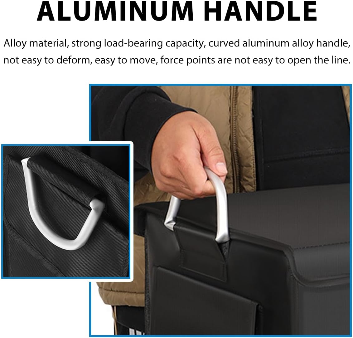 Car Trunk Organizer With Lid, 28L Collapsible Waterproof Oxford Fabric Trunk Organizer with Aluminum Handle, Portable 2-Compartment Cargo Storage Box for SUV, Truck, Sedan (Gray)