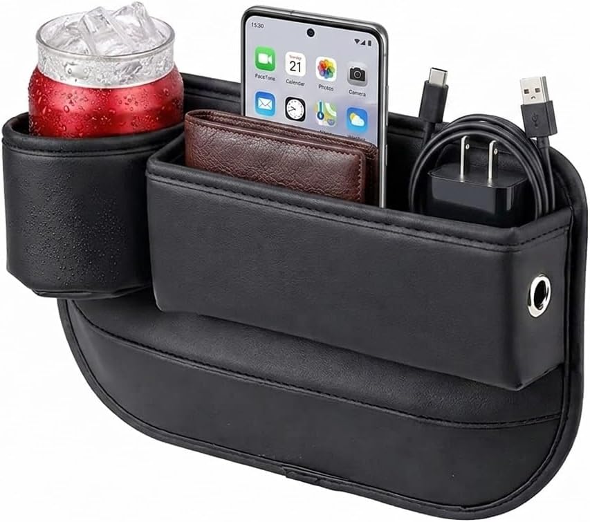 Car Seat Gap Filler Organizer with Cup Holder, Universal Car Storage