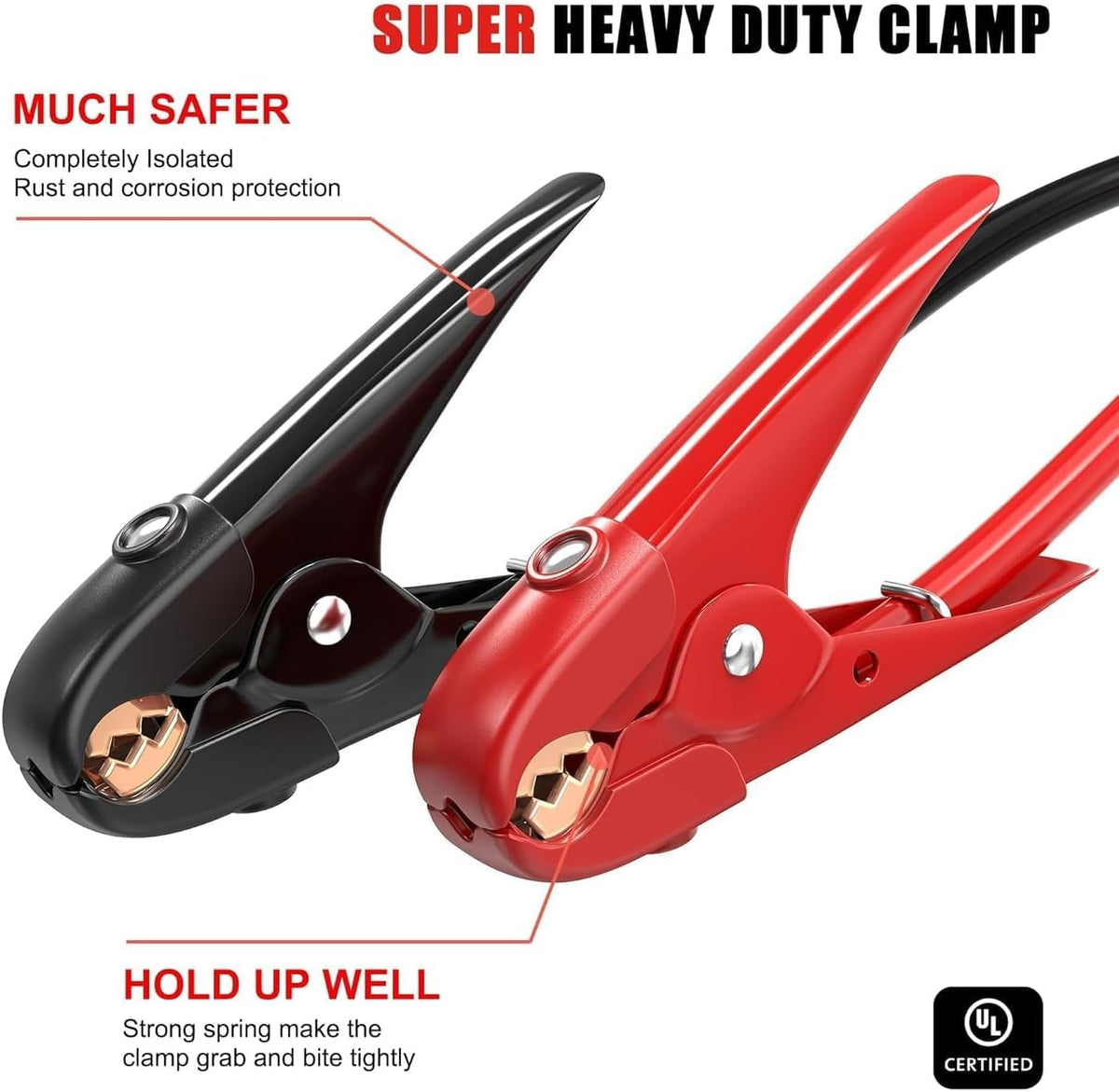 1 Gauge 30 ft Jumper Cables, 800A Heavy Duty Battery Booster Cable Set with Alligator Clamps and Carry Bag for Cars, Trucks and SUVs
