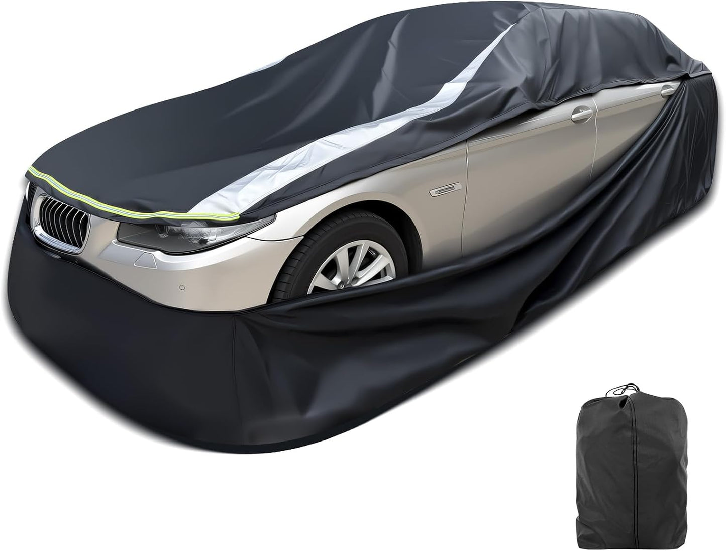 Full Enclosed Car Covers Waterproof All Weather Universal Fit Impala/El Camino/Bel Air/Biscayne,7 Series,Benz S,A8/S8,LS,CT6,Continental,Charger Daytona,Fit Sedan/Coupe Length 200''-212''