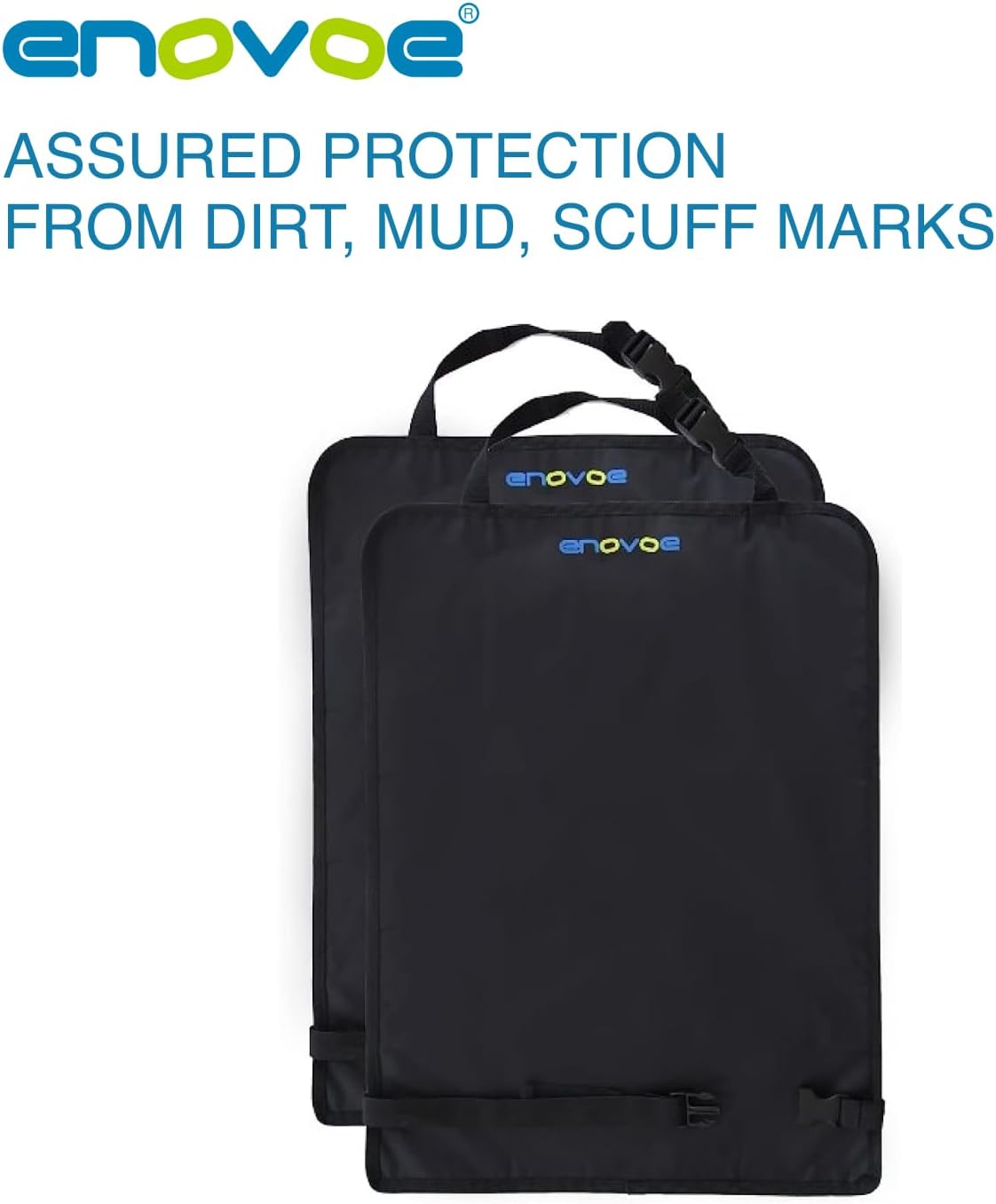 Enovoe Kick Mats Back Seat Protector for Kids - 2 Pack - Premium Quality Car Seat Back Cover Offers Waterproof Protection of Your Upholstery from Mud and Scratches - Backseats Kick Protector for Child