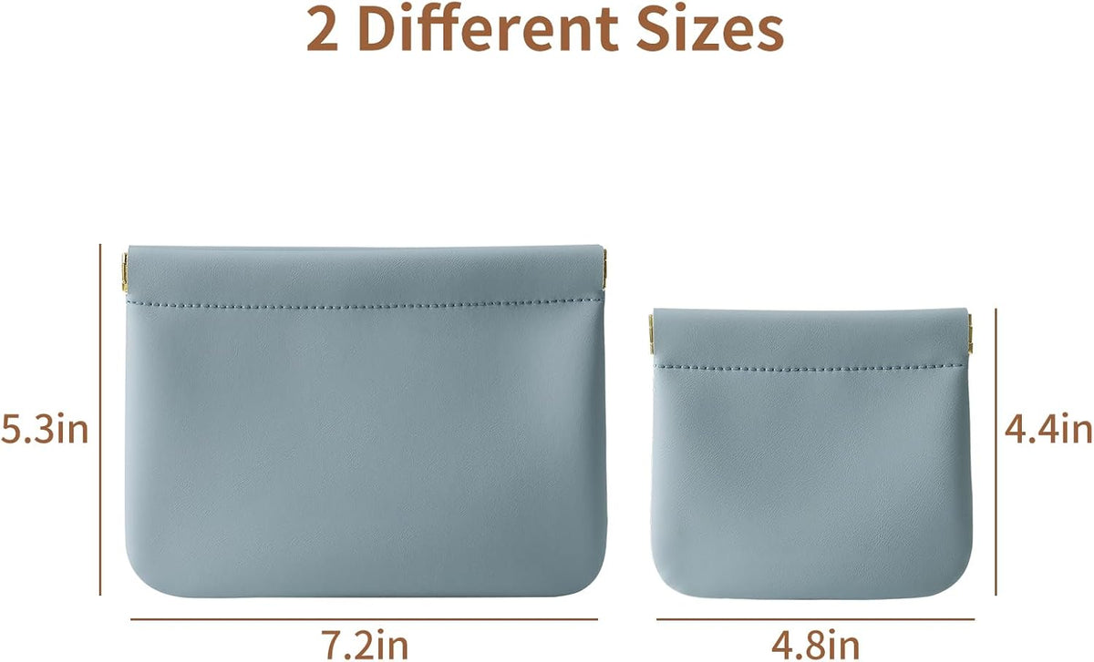 2 Pack Small Makeup Bag for Purse, Cosmetic Travel Pouch, Blue