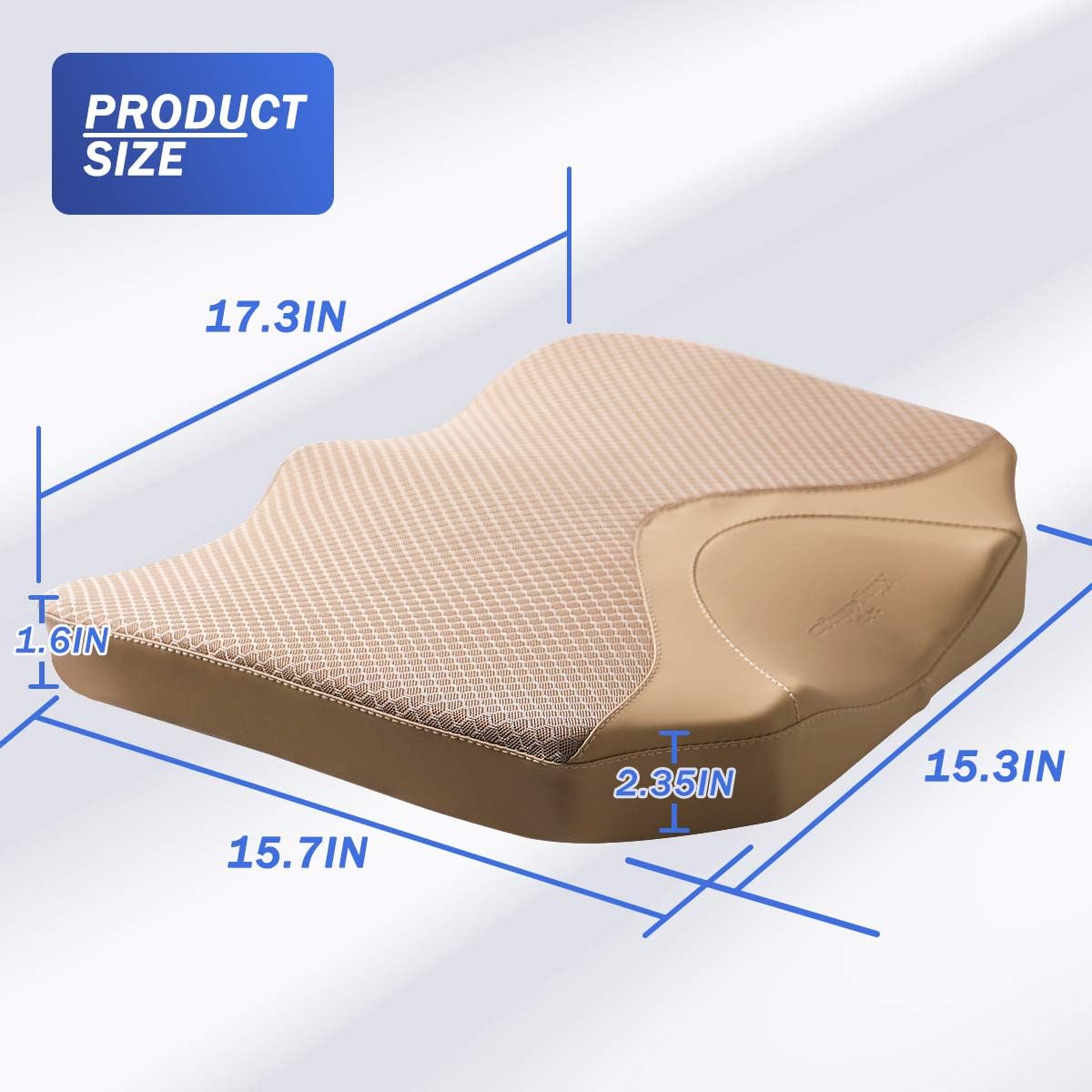 Car Seat Cushion, Comfortable Memory Foam Cushion for Driving, Auto Heightening Wedge Cushion for Sciatica Tailbone Pain Relief (Beige)