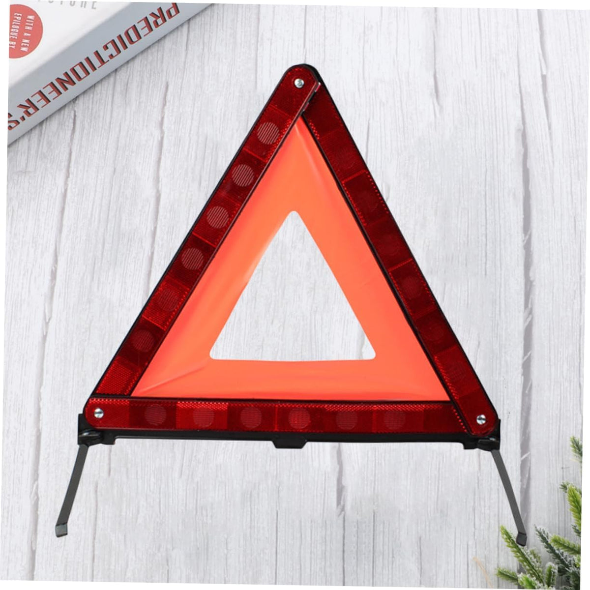 Reflective Roadside Hazard Warning Triangle Sign with Weighted Base