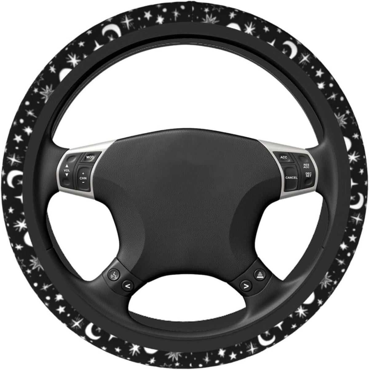 Moon and Star Steering Wheel Cover Car Accessories Cute for Women Girls Girly Universal 15 Inch Neoprene Auto Interior Decor Anti Slip Car Truck Protector