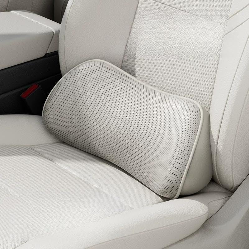 Lumbar Support Pillow for Car, Memory Foam Lumbar Pillow for Lower Back Pain Relief - Back Cushion for Driving, Chair Support for Car-Office Chair, SUV Waist Pillow - Beige