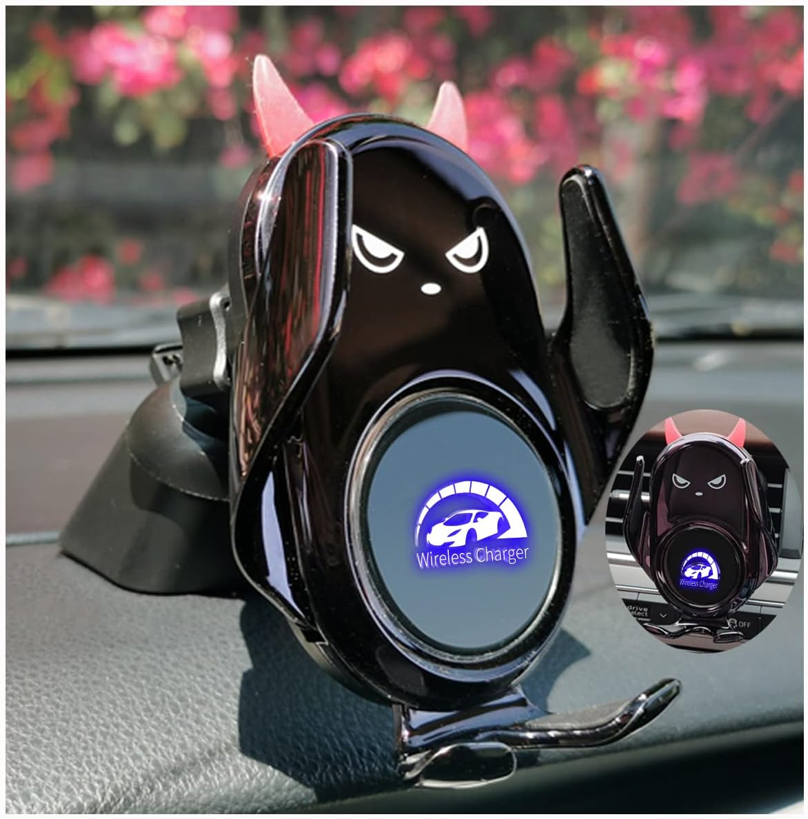 Cute Wireless Car Charger Mount Auto Clamping