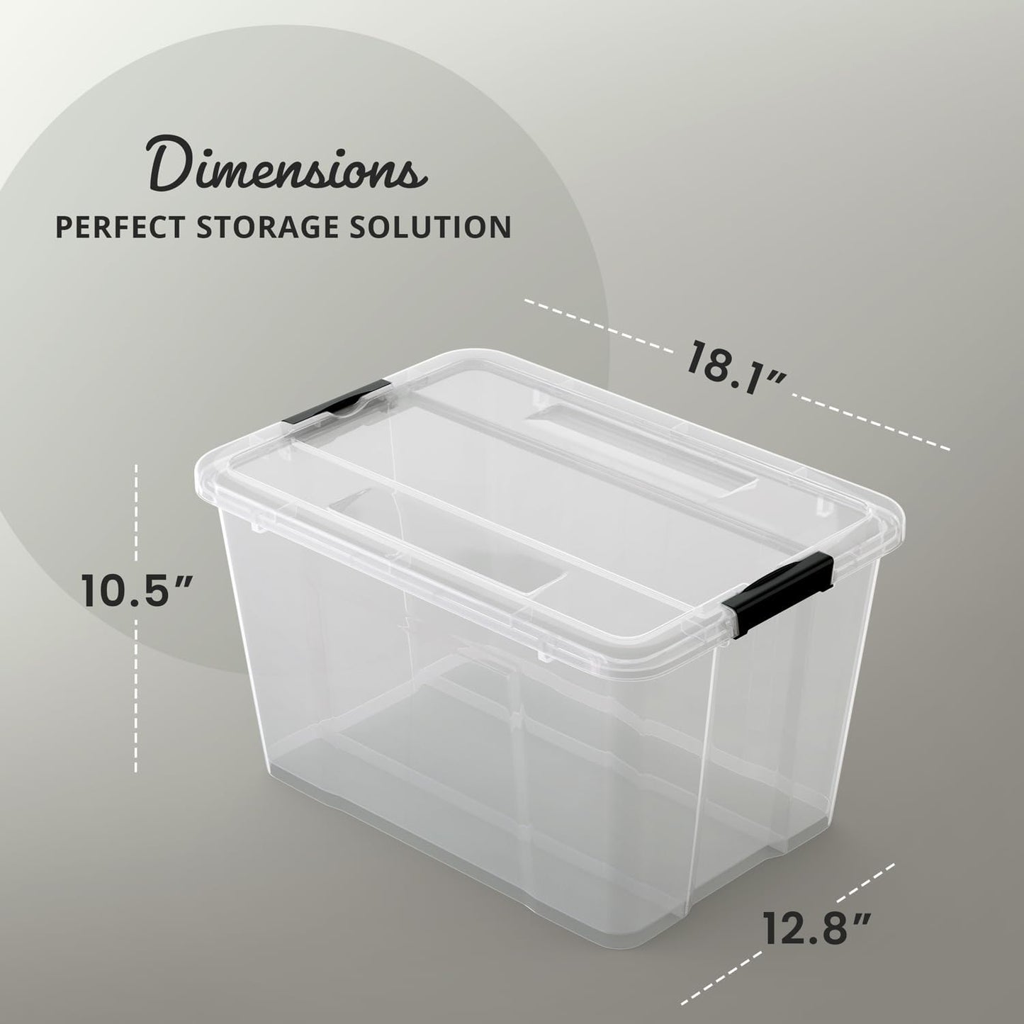 Lifetime Appliance Parts 6 PACK 34 Qt. Plastic Storage Bin Tote Organizing Container with Ultra Durable Lid & Secure Latching Buckles Stackable Extra Strength Clear w/Black Handle