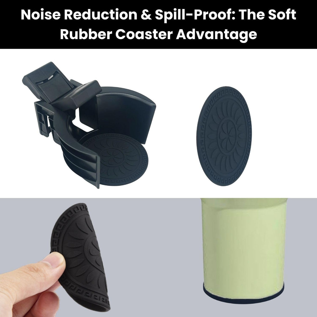 Cup Holder Insert for Toyota Highlander 2014-2021 - Includes Anti-Slip Rubber Coaster & Small Bottle Position Limiter - Car Accessory Upgrade Kit