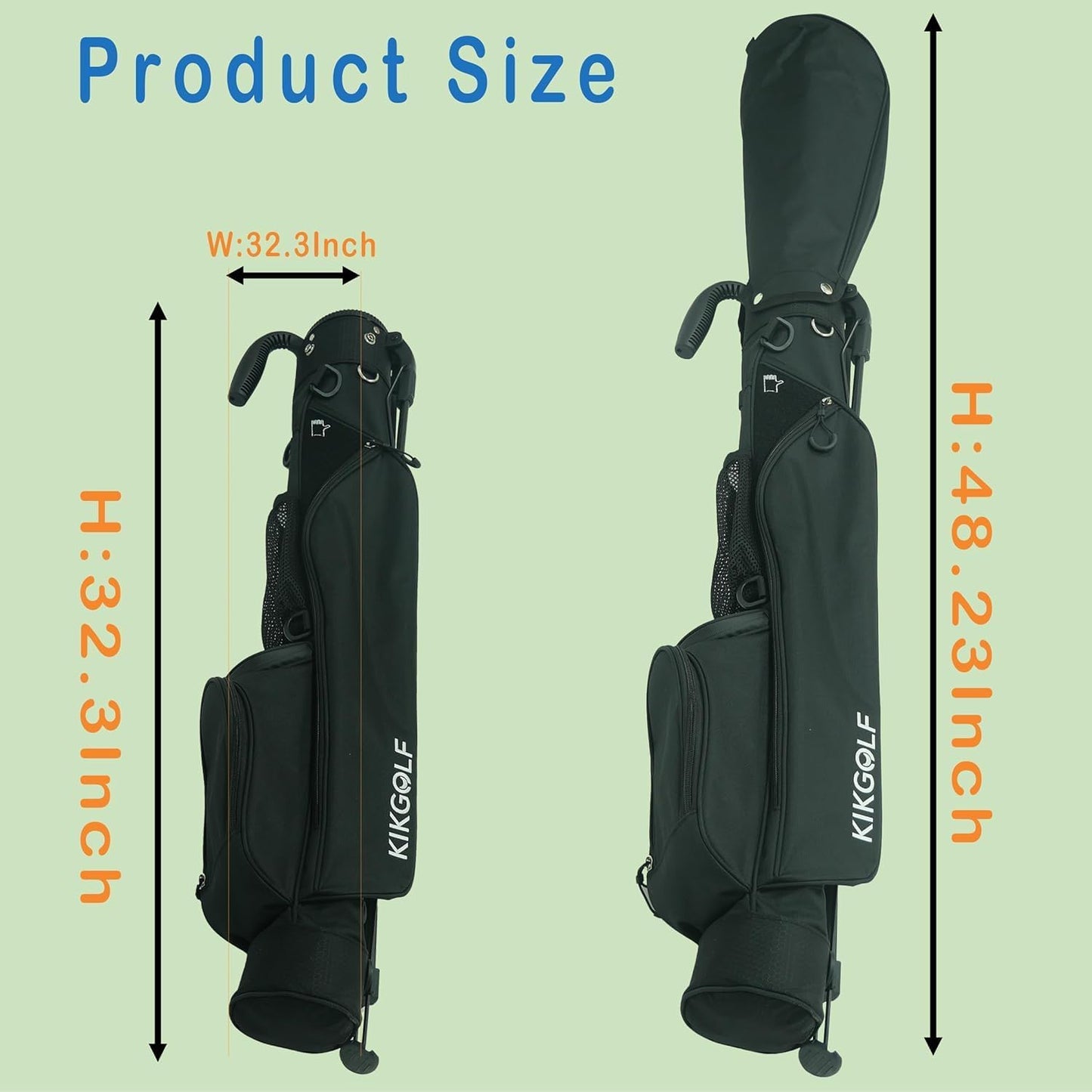 Sunday Golf Stand Bag Lightweight Golf Bag for Par 3 & Driving Range with 3 Zippered Pockets, Cooler Bag, Rain Hood and Adjustable Dual Strap System,Golf Club Carry Bag Suitable for Men & Women