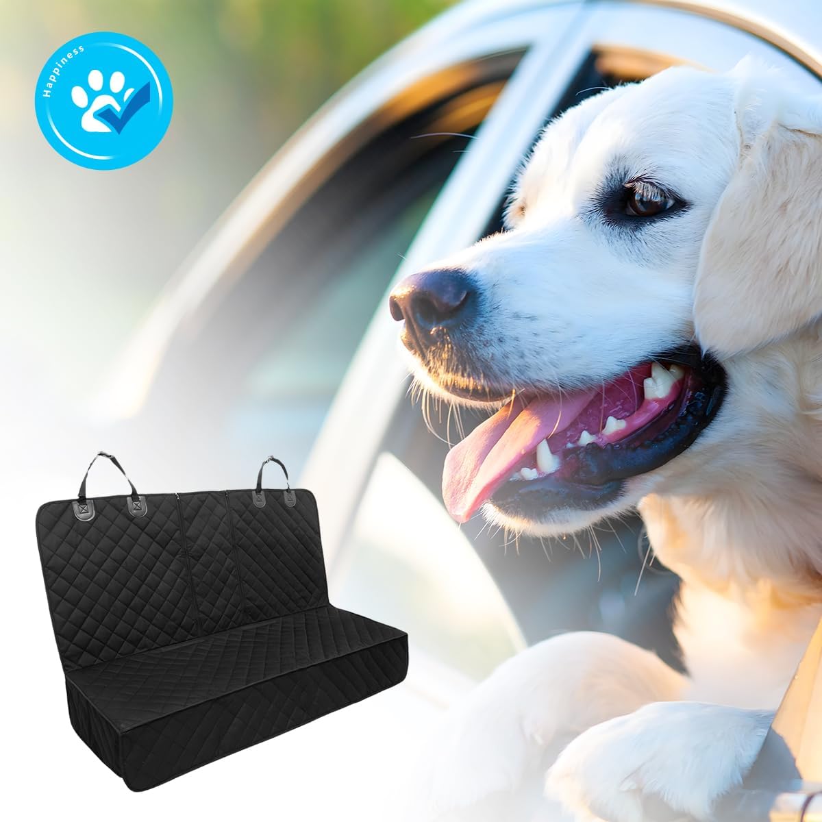 Dog Car Back Seat Cover, Waterproof Scratch-Resistant 600D Heavy Duty Vehicle Pet Bench Seat Protector, Non Slip Automotive Interior Backseat Cushions, Universal for SUV Sedan Truck (Black)