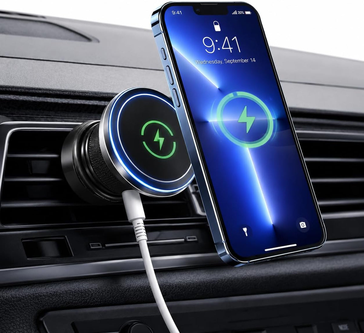 Magnetic Wireless Car Charger Mount for Air Vent, MagSafe Compatible, 15W Fast Charging, Strong Magnetic Phone Holder for iPhone 12–15 & Android