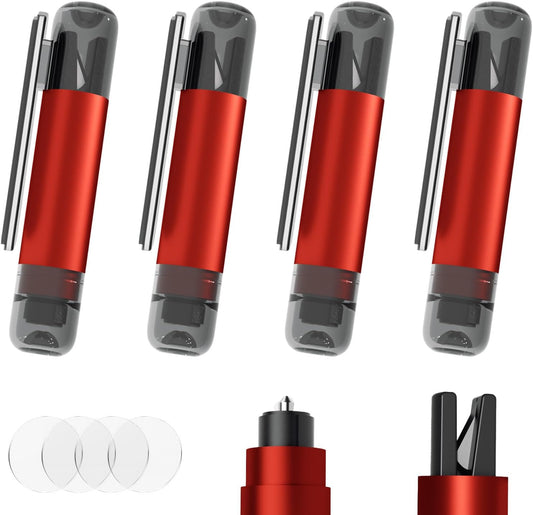 Window Breaker Seatbelt Cutter, 2-in-1 Car Glass Window Breaker Tool, Safety Hammer with Test Glass, Spring Loaded Emergency Escape Hammer for Sinking Cars, Flood Rescue 4PCS (Red)