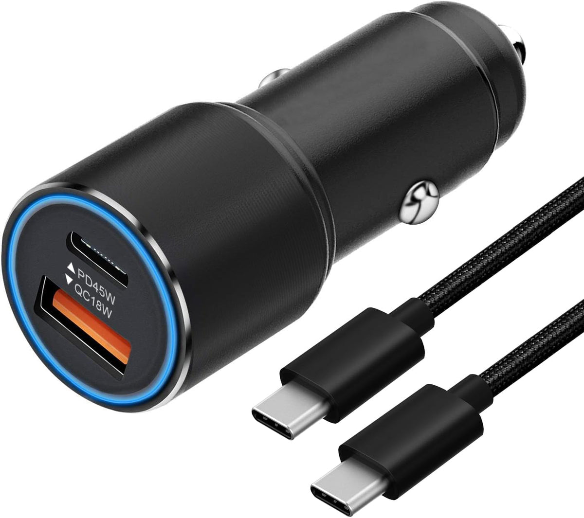 63W Super Fast Car Charger and Cable for Samsung Galaxy S25/S25 Plus/S25 Ultra/S24 FE/S23 S22 S24 /S21 S20,A54 5G/A55 5G/A15 A25,Z Fold 4 5/Z FILP,USB C 45W+USB A 18W Adapter Phone Cigarette Lighter
