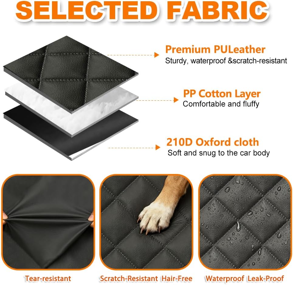 Dog Car Door Protector, 2 Pcs PU Leather Pet Car Door Cover, Waterproof & Scratch Resistant Dog Car Door Guard with Insert Flap Secure Fixation for SUV, Truck, Sedan