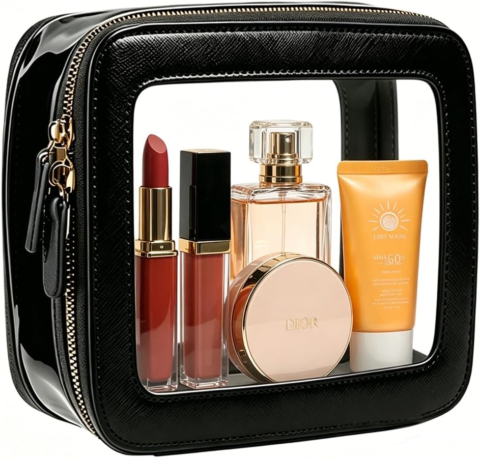 Clear Makeup Bag Small, Mini Portable Clear Makeup Bag for Purse Cute Waterproof Travel Cosmetic Case Makeup Pouch TSA Approved Toiletry Bag Women Traveling Car Organizer Car Essentials