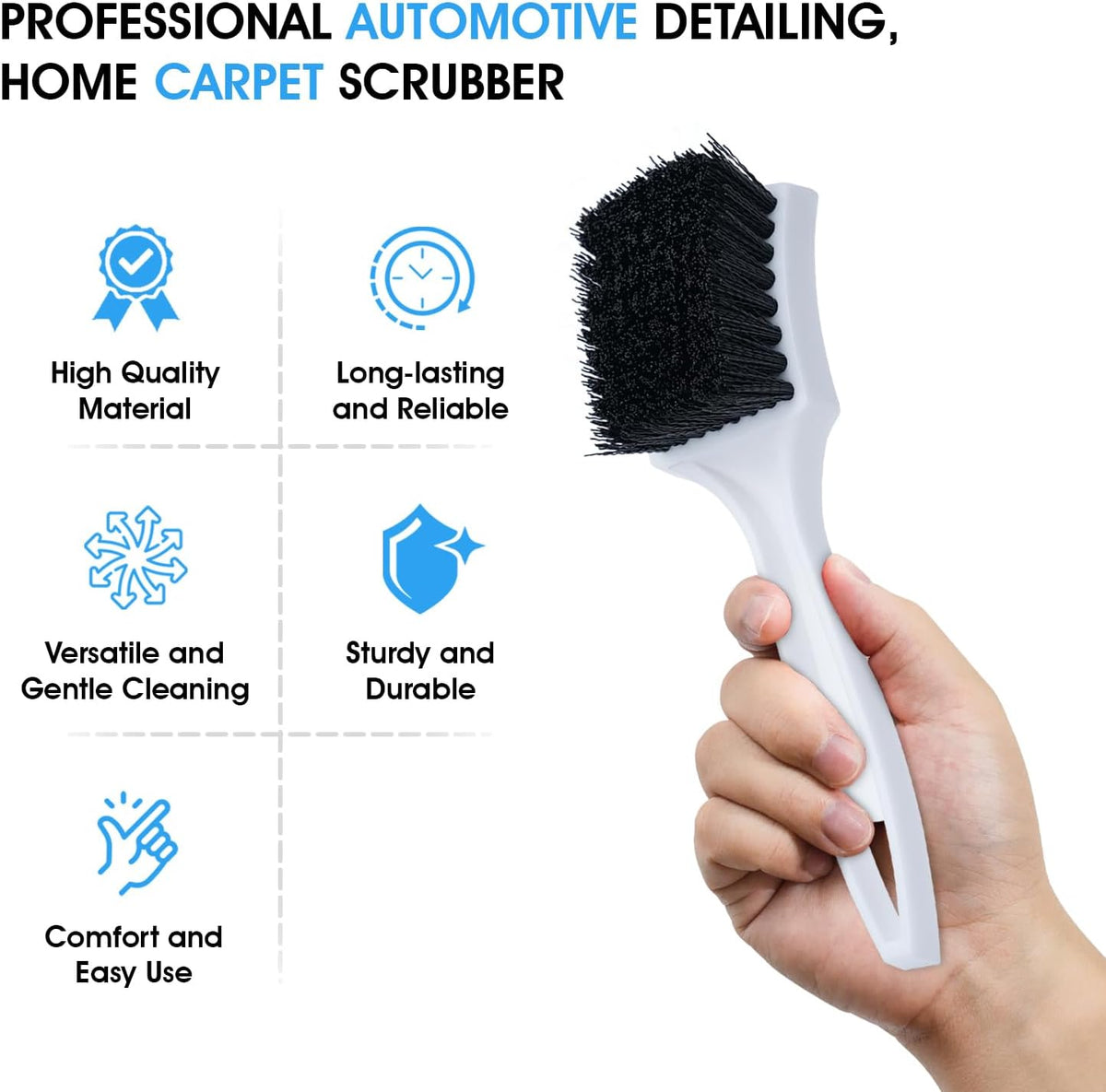 Nanoskin Deep Clean Scrub Brush for Carpet Mats, Black, 8.5"