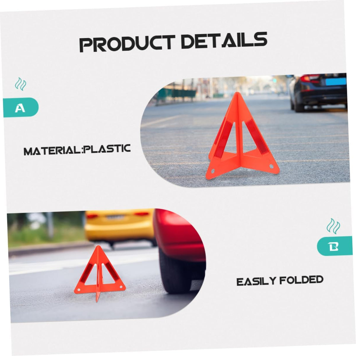 PRETYZOOM 3pcs Reflective Triangle Warning Signs Emergency Vehicle Safety Kit Foldable and Portable Roadside Safety Triangles for Breakdowns and Parking Alerts