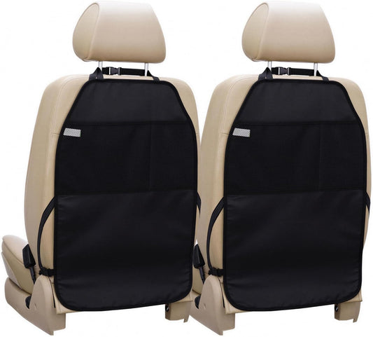 Viaviat Car Seat Protector Large Kick Mat 2 Pack Durable Water Resistant Auto Seat Back Covers with 2 Mesh Pockets Protection Against Dust Mud Scratches (Black, 2-Pack)