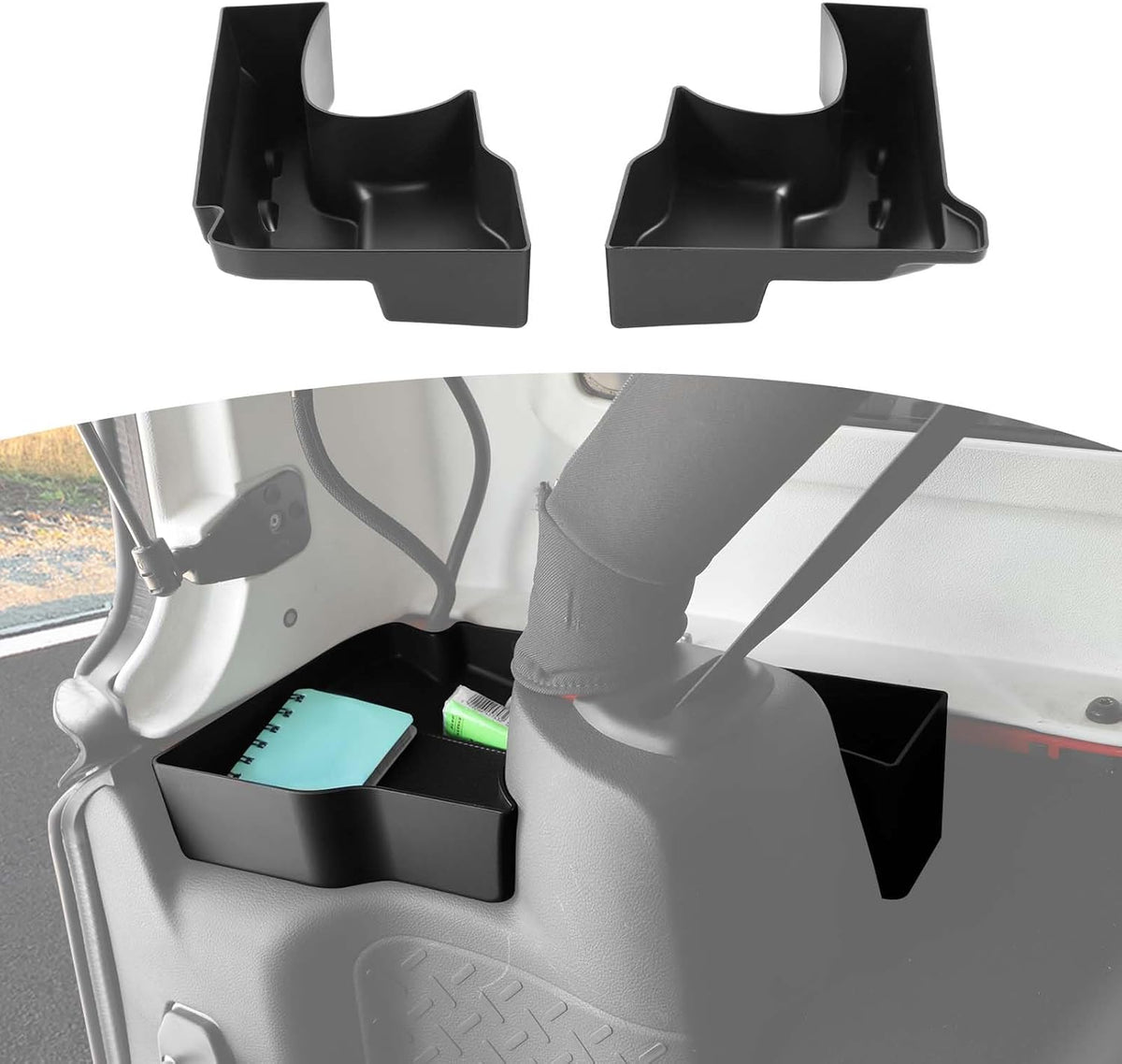 RT-TCZ for Wrangler JK Rear Trunk Storage Box, Trunk Side Tray Organizer for Jeep Wrangler JK JKU 4 Door 2011-2017 Black Interior Storage Accessories 2pcs