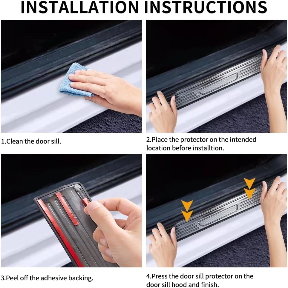 for Honda CRV CR-V Accessories Accessory, for Honda CRV CR-V Accessories 2026 2025 2024 2023, Door Sill Protector Protectors Trim, Door Entry Guard, Stainless Steel, Carbon Fiber, 4Pcs