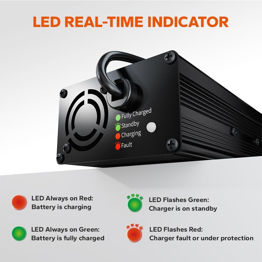 LiTime 12V 10A Lithium Battery Charger for 12.8V LiFePO4 Batteries, AC-DC