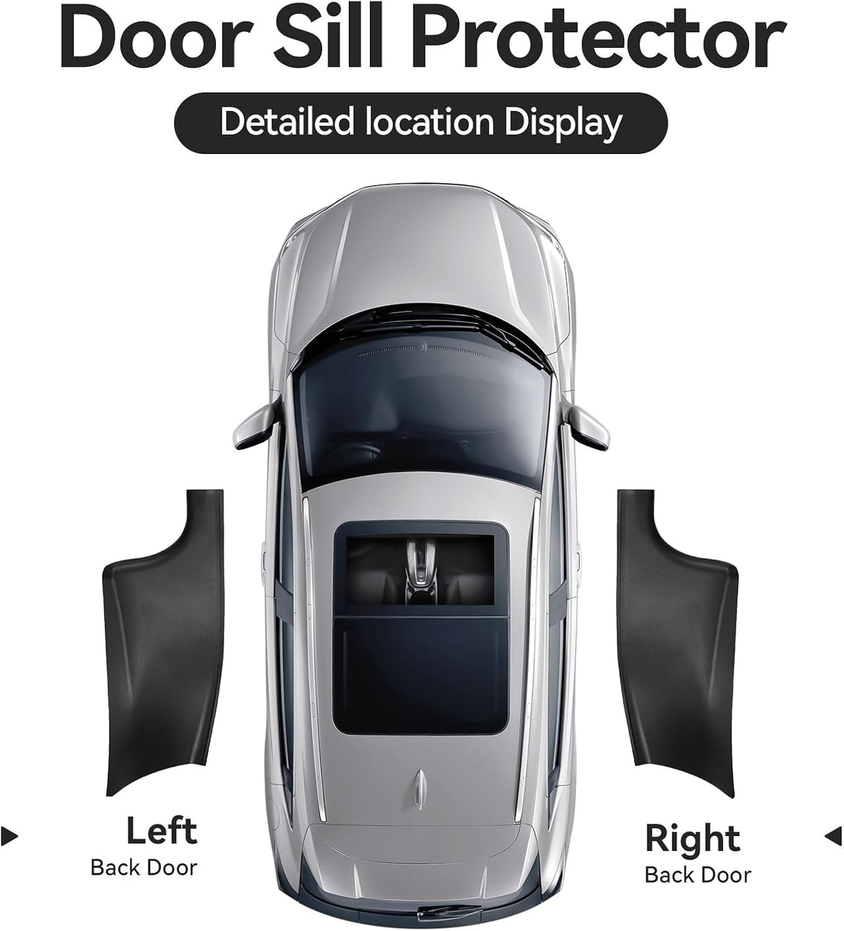 2PCS Rear Door Sill Protector for 5 Seater Tesla Model Y 2024 2023 2022 2021 Accessories (NOT Fit Juniper & 7 Steater) Black ABS Material Rear Door Car Pedal Kick Protection