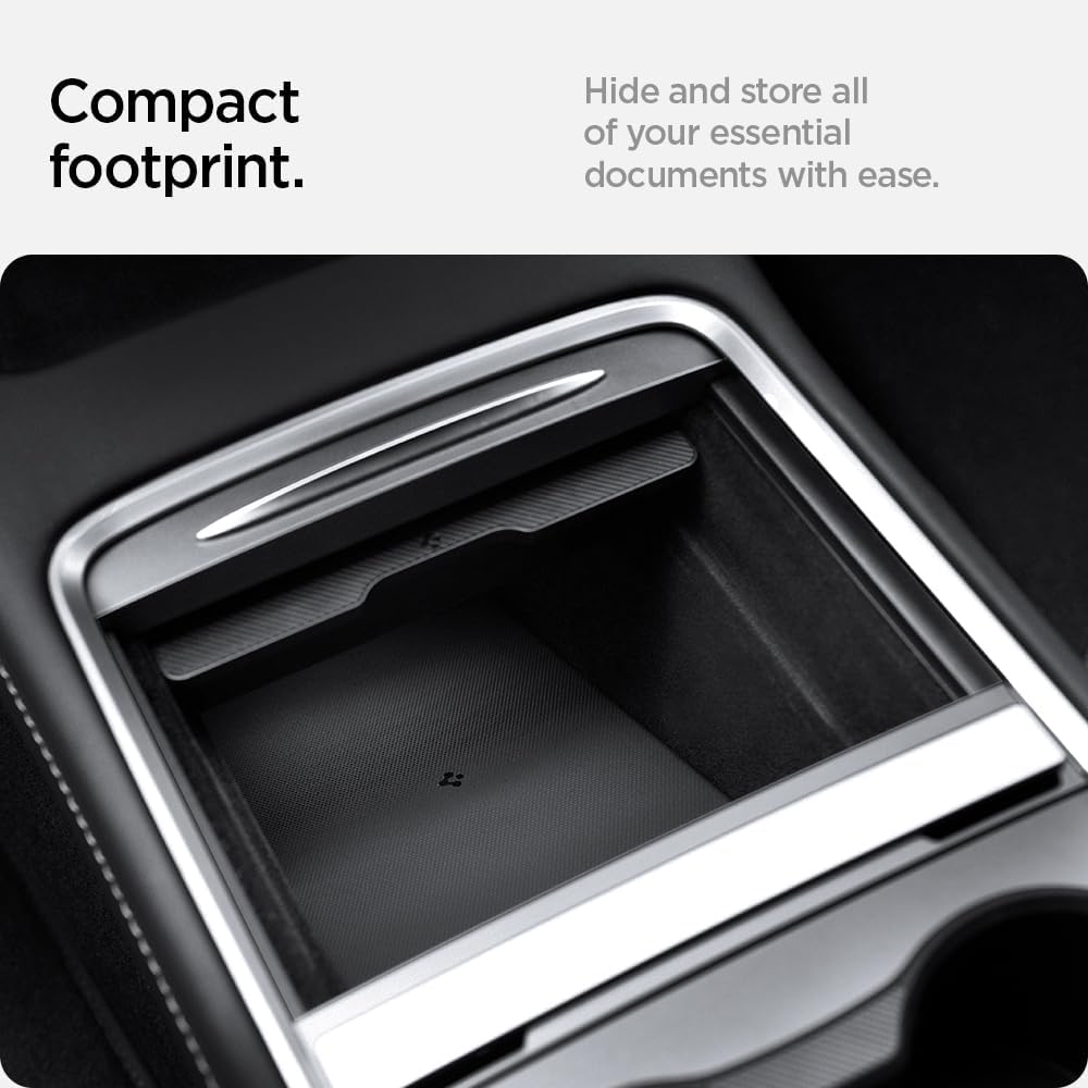 Spigen Hyper-Slim Car Registration and Insurance Card Holder for All Cars | ID License Car Essential Documents Holder [Tesla Model Y Juniper L (2026) & 3/Y/S/X/Cybertruck] - Black