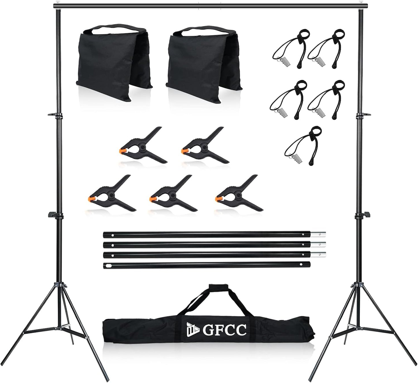 GFCC Photo Backdrop Stand Kit - 10x7Ft(WxH) Adjustable Background Stand for Photography Video Studio Support System with Carry Bag