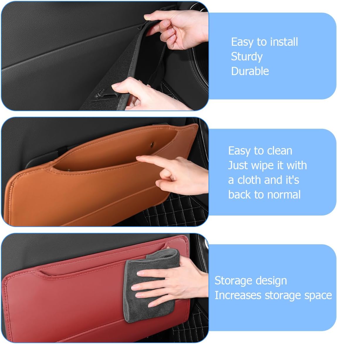Zpana 2PCS Car Kick Mat Back Seat Protector, Microfiber Leather Vehicle Back Seat Cover with Storage Pocket, Automotive Backseat Anti-Kick Pad for Kids Pets, Universal for Truck SUV RV (Black)