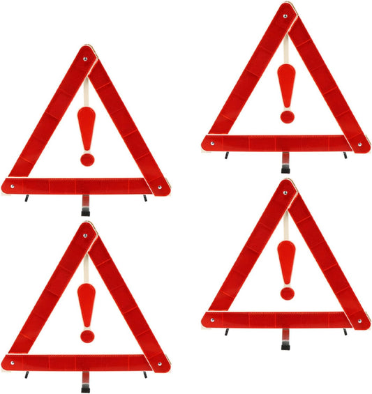 4pcs Auto Warning Triangle Kit Reflective Folding Safety Tripods for Roadside Use Portable and Warning Signs for Cars