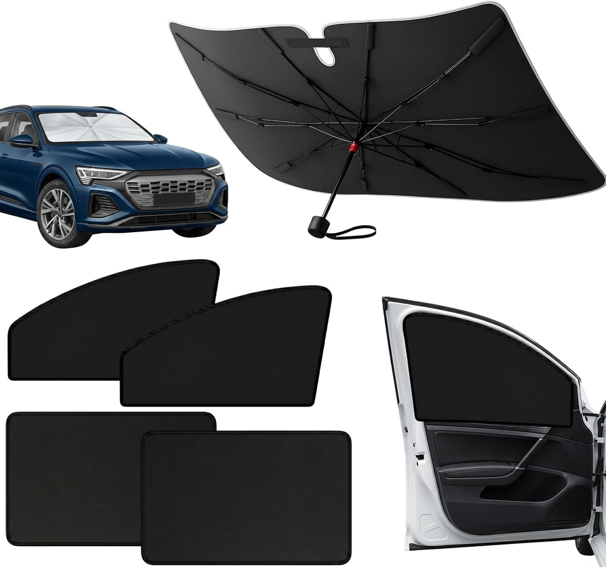 Car Window Shades & Windshield Sun Shade, Magnetic Car Sun Shade Set