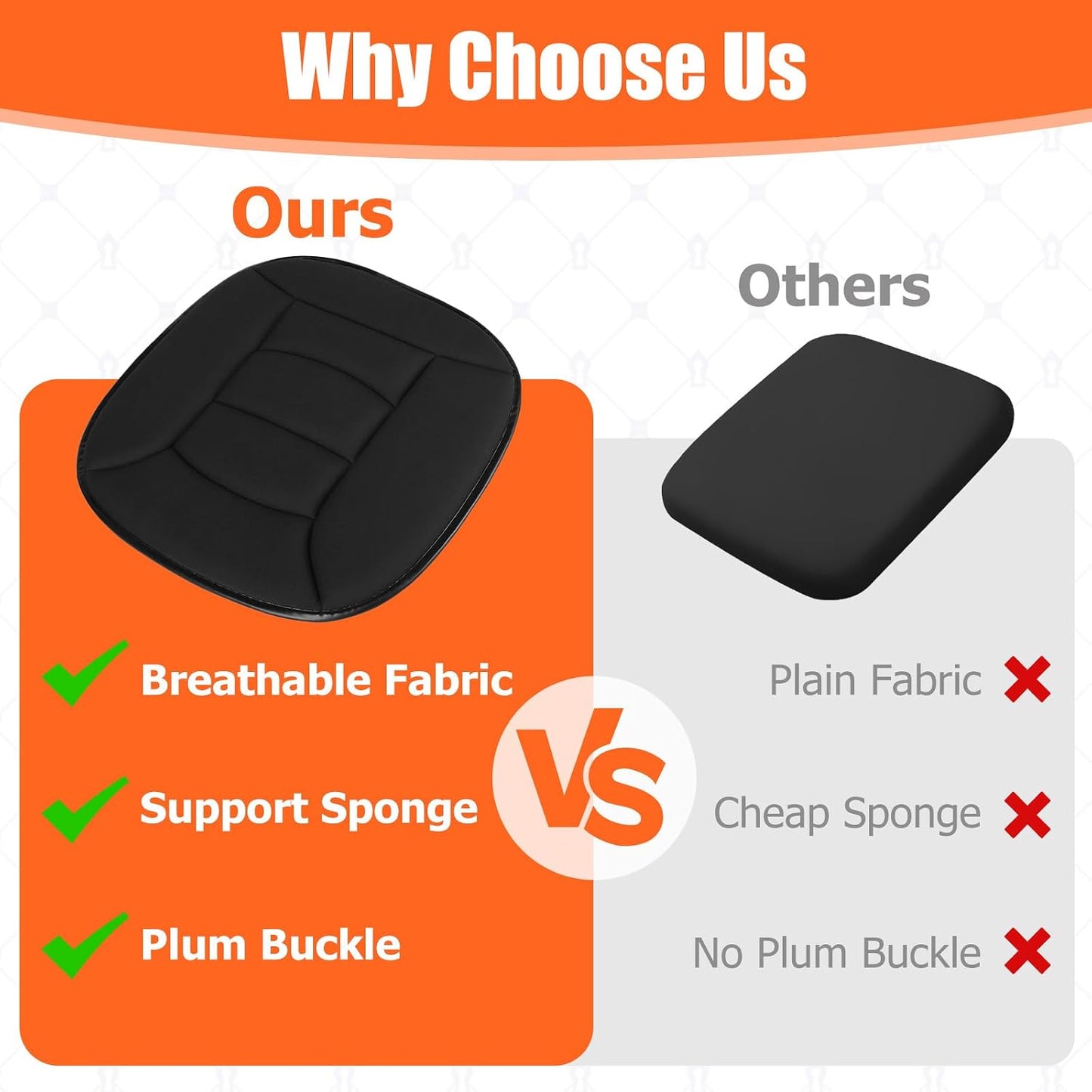 Car Seat Cushion for Long Sitting, Memory Foam Cushion for Office Chairs, Car Driving, Soft and Comfortable Support for Tailbone, Pain and Pressure Relief, Comfort(Black)