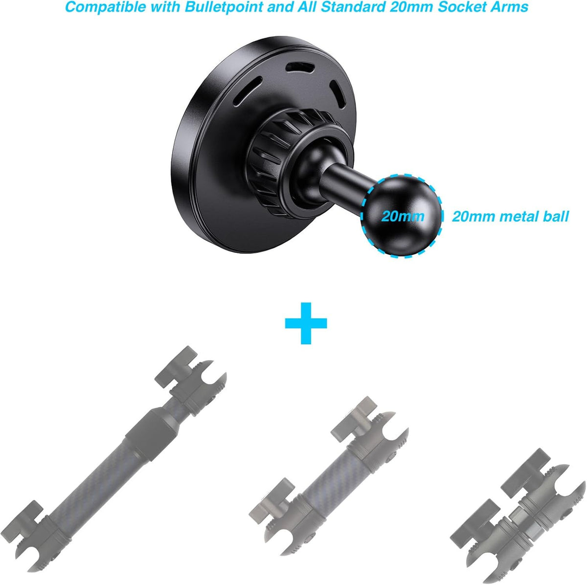 Magnetic Wireless Charging Phone Holder with 20mm Ball for MagSafe
