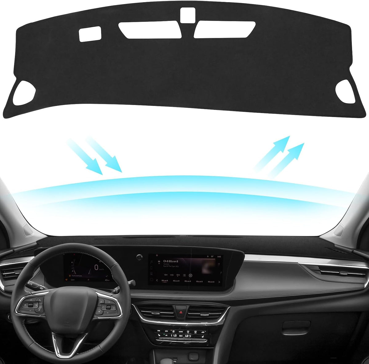 Black Dashboard Dash Board Cover Mat Carpet for Buick 2024-2025 2026 Encore GX Accessories Dash Cover Flannel Material Dash Mat Sunshade