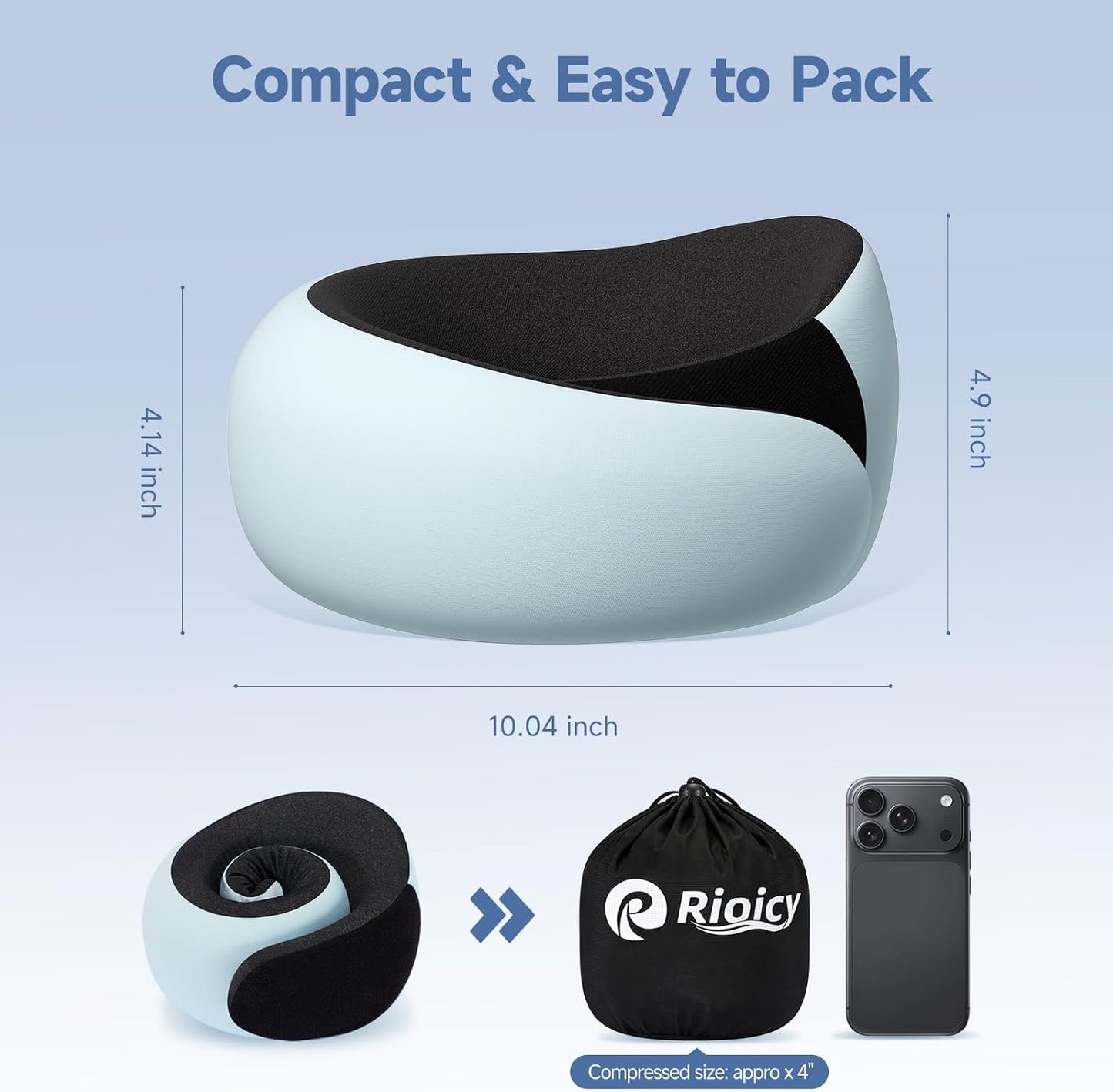 Travel Pillows for Airplanes, Neck Pillow for Traveling, Ergo Memory Foam Travel Pillow, Relief Neck Pain with Breathable Support for Long Flights, Airplanes, Car, Train & Office Use