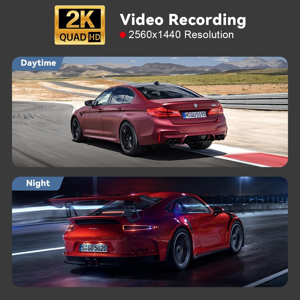 Dash Cam Front with 32G SD Card, CHORTAU 2K FHD Car Driving Recorder 1.47'' IPS Screen 170°Wide Angle Camera for Cars with APP, Night Vision,24H Parking Mode, Loop Recording, Motion Detection