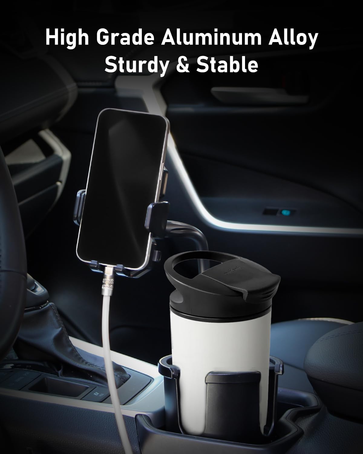 Belinous Car Cup Holder Expander with Phone Holder