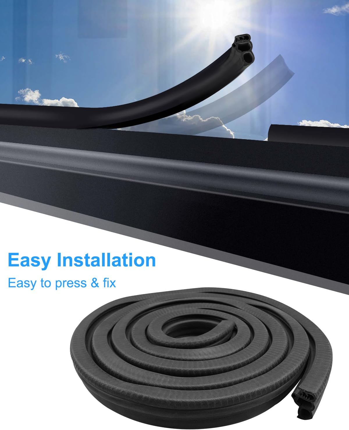 Automotive Door Weather Stripping with EPDM 3 Side Bulbs, 10FT | Car Door Rubber Seal Strip Trim, Car Door Edge Trim Seal Strip Gasket for Trucks RVs Camper Boats Cabinets Home Applications