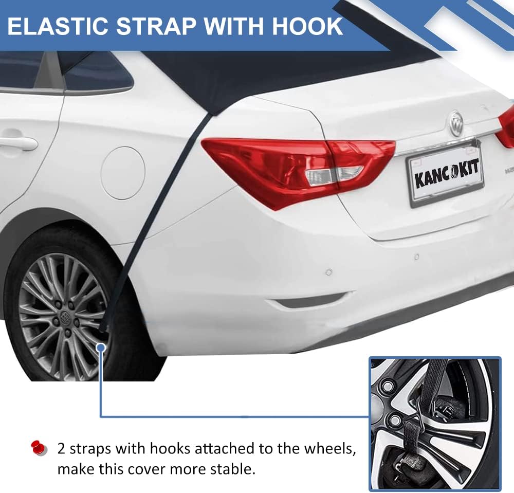 Rear Window Snow Cover, 600D Oxford Winter Windshield Cover with Long Flaps and Magnets Protect Rear Windscreen from Snow Ice Frost, All Weather Back Window Cover Snow-Shade Fit Most Cars