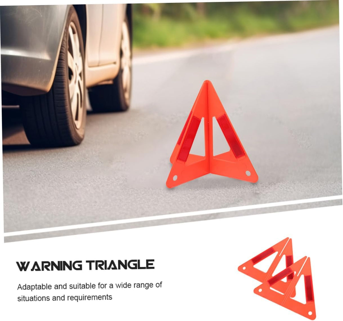 Gatuida 3pcs Reflective Warning Triangles for Vehicles Emergency Roadside Safety Signs Foldable Stable Design for Breakdown Alerts Multi-purpose Use Easy to Store