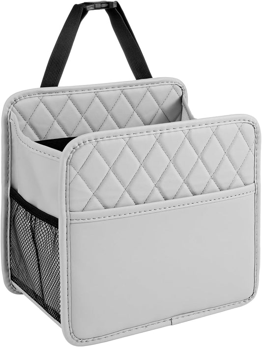 LXUNYI Car Seat Organizer, Updated Large Leather Backseat Car Organizer with Cup Holders Multifunctional Over the Seat Storage Organizer Bag Hanging Back Seat Organizers for Kids (Gray 1Pack)
