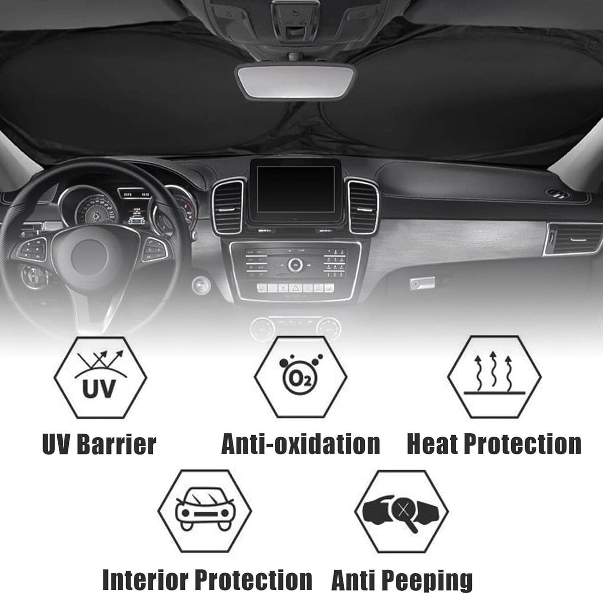 Pink Eyes Windshield Sun Shade, Foldable UV Protection Car Sunshade, Front Window Sun Visor, Cute Car Interior Accessories, Heat Insulation Sun Cover for Car SUV Truck, 59" X 31.5"