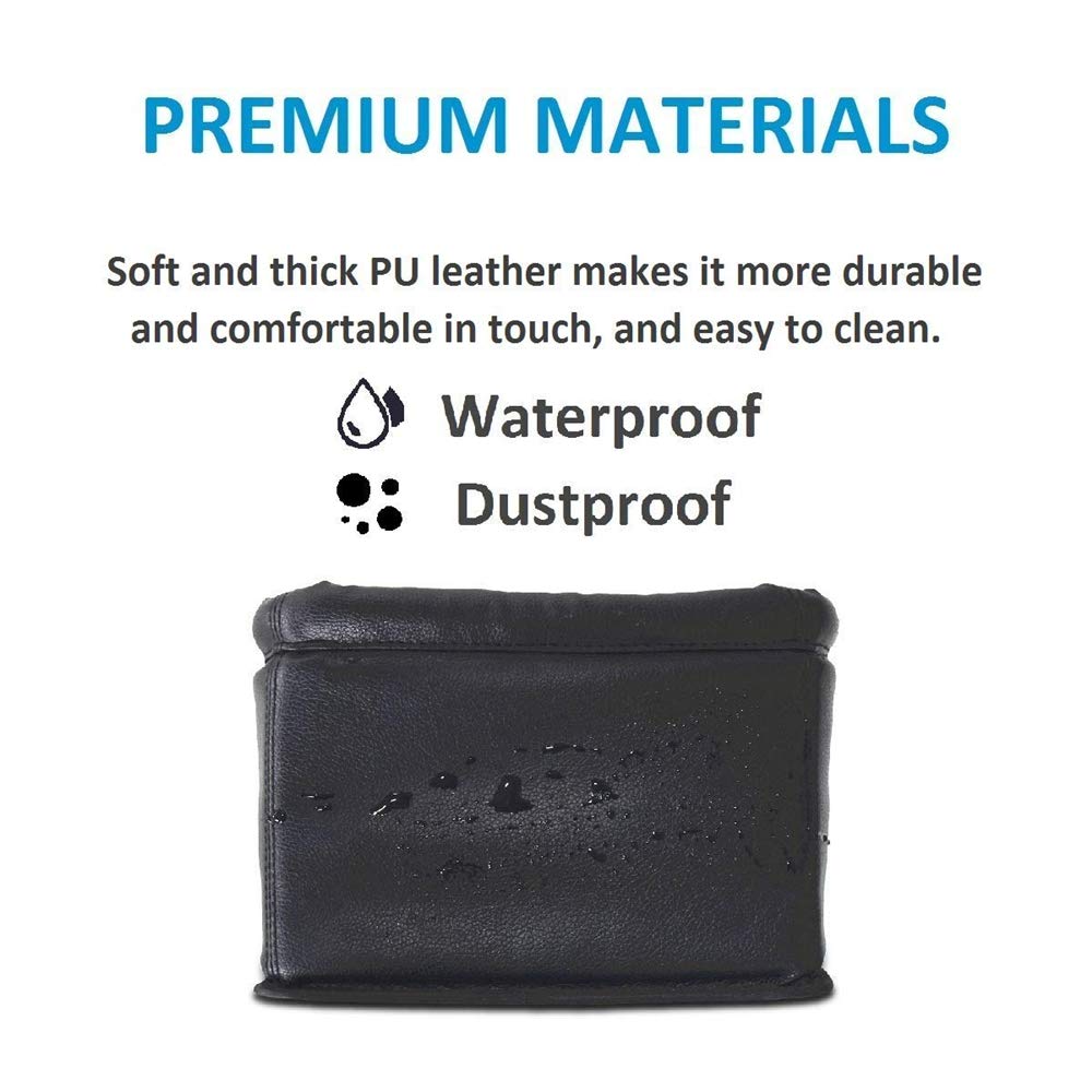 Leather Car Trash Can, Luxury Car Organizer, Leakproof Garbage Can for Car and Trucks, Black