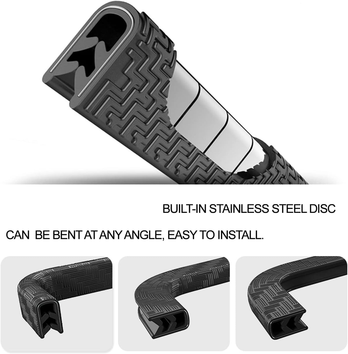Car Door Edge Guards Black, 32.8ft(10m), with Rubber Mallet