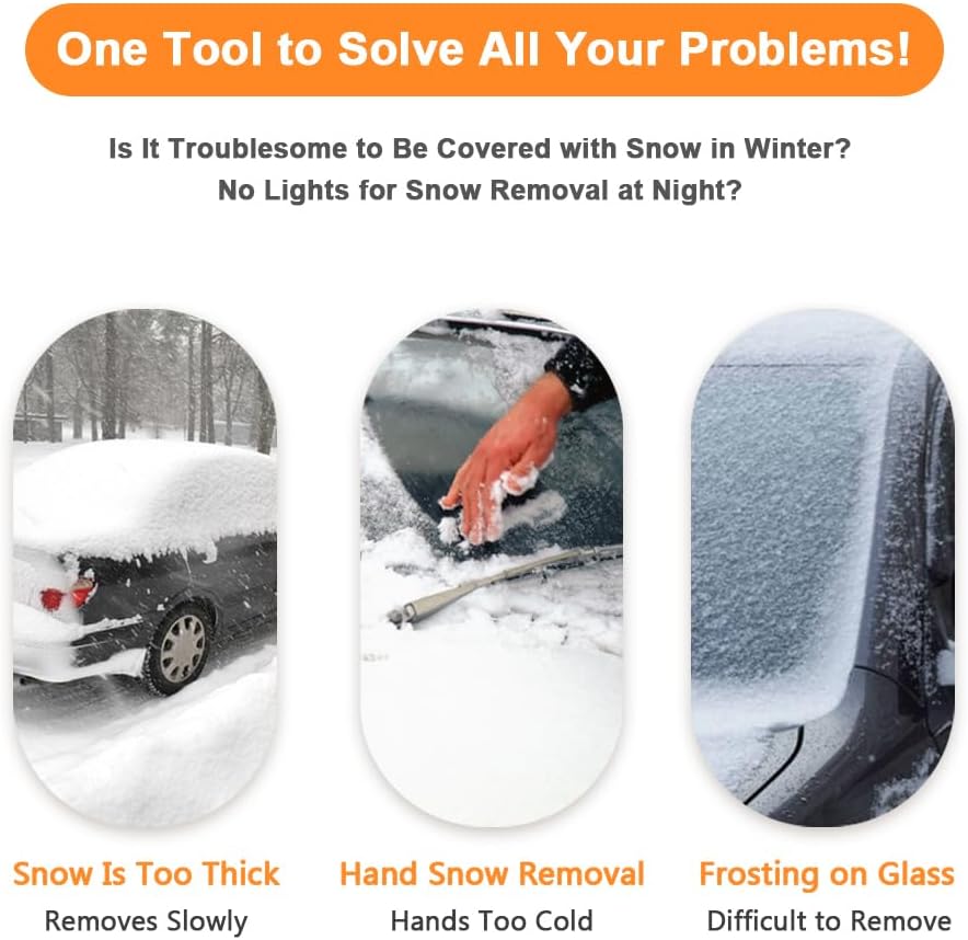 REVXON Snow Brush and Ice Scraper for Audi Q7 2017 2018 2019 2020, 2-in-1 Car Tool with 180° Rotating Brush, Comfortable Foam Grip, Detachable & Extendable for Windshield