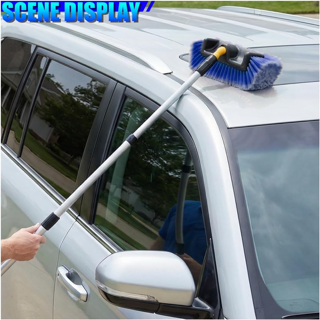 11" Car Wash Brush Head, Soft Bristle Auto Cleaning Brush (Blue)